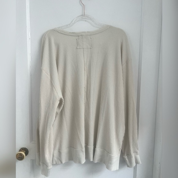 Free People Buttercup Cream Oversized Long Sleeve Thermal Top Size M - Picture 6 of 6